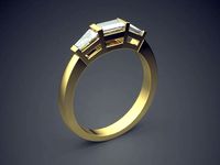 Ring With Oblong Diamonds 1647 | 3D