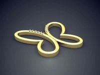 Butterfly Shape Pendant With Few Diamonds 1703 | 3D