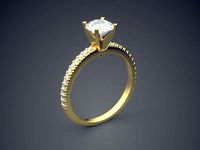 Thin Wedding Ring With Diamonds 1728 | 3D