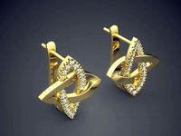 Star Shape Earrings With Diamonds 1848 | 3D