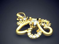 Flower Shape Pendant With Diamonds 2036 | 3D