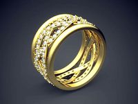 Thick Ring With Diamonds 2604 | 3D