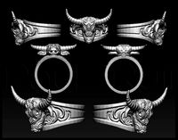Buffalo Head Tatoo Ring  | 3D