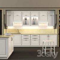 Kitchen classic furniture in a niche with island
