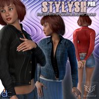 Stylish PBR for La Femme Denim and Leather Jacket