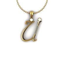 Letter  N 1412 Golden Pendant With Diamonds 3D print model | 3D