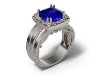 Ring with Tanzanite and diamods | 3D