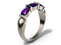 Ring with oval gemstones | 3D