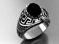 GC GOLD E008-diamond men ring  | 3D