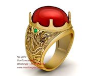 2074 USA Men Ring With Eagle on Sile | 3D