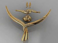 GC GOLD S009 - Diamond necklace earring ring bracelet gold set | 3D