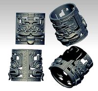 Woodoo Mayan Maori Carved Detailed Ring | 3D