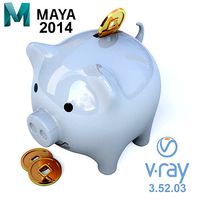 Piggy bank and coin