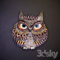Ceramic panel &amp;quot;Owl&amp;quot; (3 pieces)