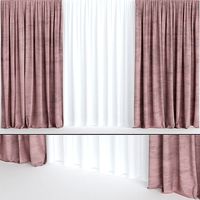 Burgundy velvet curtains with tulle