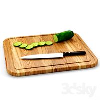 Cutting board with cucumber