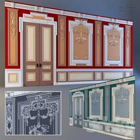 Wall with mouldings and door