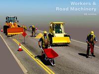 Workers with Road Machinery