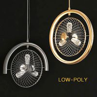 Loft Vintage Style Industriel Lustre Ventilateur 3d model