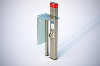 Telephone booth with information board