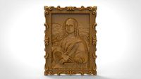 Monalisa in framed wall arts 3d stl models for artcam and aspire