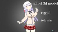 gabriel dropout raphiel 3d anime  low poly rigged model
