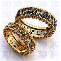 Golden Wedding Rings with diamonds 641