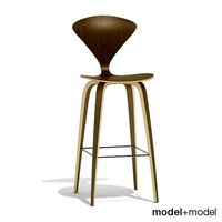 Cherner Wood base stool 3D Model