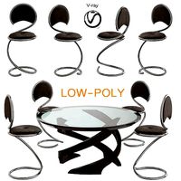 Poul Henningsen chair and Hein Comin Round low poly 3d model