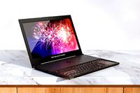 Black laptop with backlit keyboard