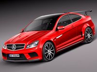 MercedesBenz C63 AMG Black 2013 3D Model