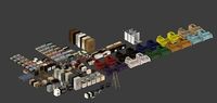 Furniture set Low Poly TopDown