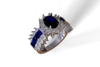 Ring with oval and square gems | 3D