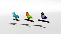 Low Poly Cartoon Lovebirds