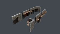 Modular Package stone wall Low Poly