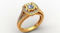 Verragio Diamond Cutting Style Engagement Gold Ring | 3D