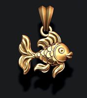 Golden fish pendant | 3D