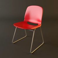 Red Plastic Armless Chair Stackable 3D Model