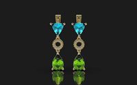 Classic earrings with semiprecious stones | 3D