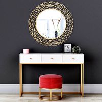 Dressing table with mirror and ottoman