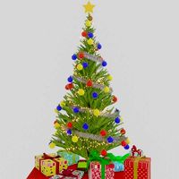 Christmas tree made using Blender 2 80 with ornaments gifts etc