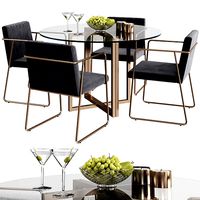 CB2 rouka chair with round dining table