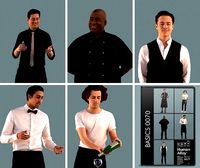 Set of 3D men waiters