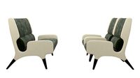 Cassina Leather and alcantara Sofa and Armchair by Gio Ponti