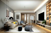 Modern livingroom and diningroom 3D model