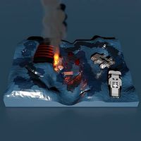 interstellar scene with Endurance spaceship near mann planet