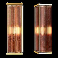 RH MARAIS RECTANGULAR SCONCE Brass and smoke glass
