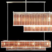 RH MARAIS LINEAR CHANDELIER 72 Nickel and smoke glass