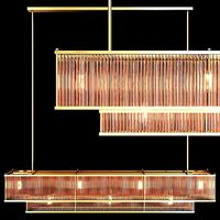 RH MARAIS LINEAR CHANDELIER 72 Brass and smoke glass