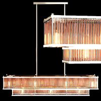 RH MARAIS LINEAR CHANDELIER 48 Nickel and smoke glass